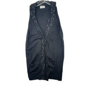 Wallace 100% Merino Wool Womens Size Small Soft Sequin‎ Button Up Sweater Vest